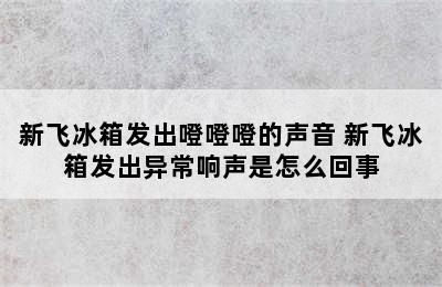 新飞冰箱发出噔噔噔的声音 新飞冰箱发出异常响声是怎么回事